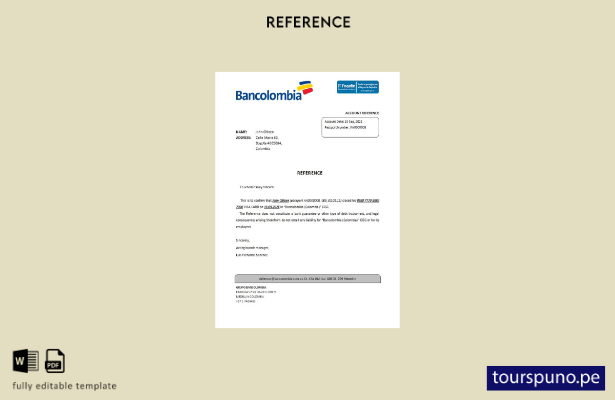lista para imprimir plantilla de referencia de cierre de Colombia Bancolombia